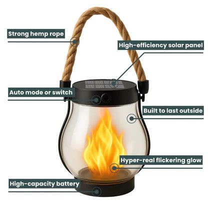 ⭐America 250th Anniversary Sale⭐ - Kaliiqo™ Flickering Flame Solar Lantern Outdoor Lights